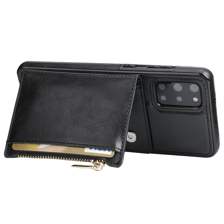 For Samsung Galaxy S20+ Zipper Wallet Bag PU Back Cover Shockrpoof Phone Case with Holder & Card Slots & Wallet