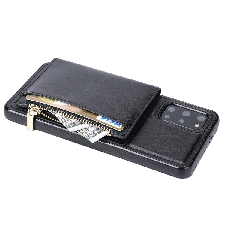 For Samsung Galaxy S20+ Zipper Wallet Bag PU Back Cover Shockrpoof Phone Case with Holder & Card Slots & Wallet