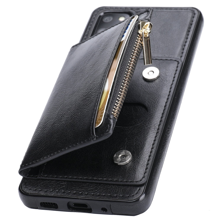 For Samsung Galaxy S20+ Zipper Wallet Bag PU Back Cover Shockrpoof Phone Case with Holder & Card Slots & Wallet