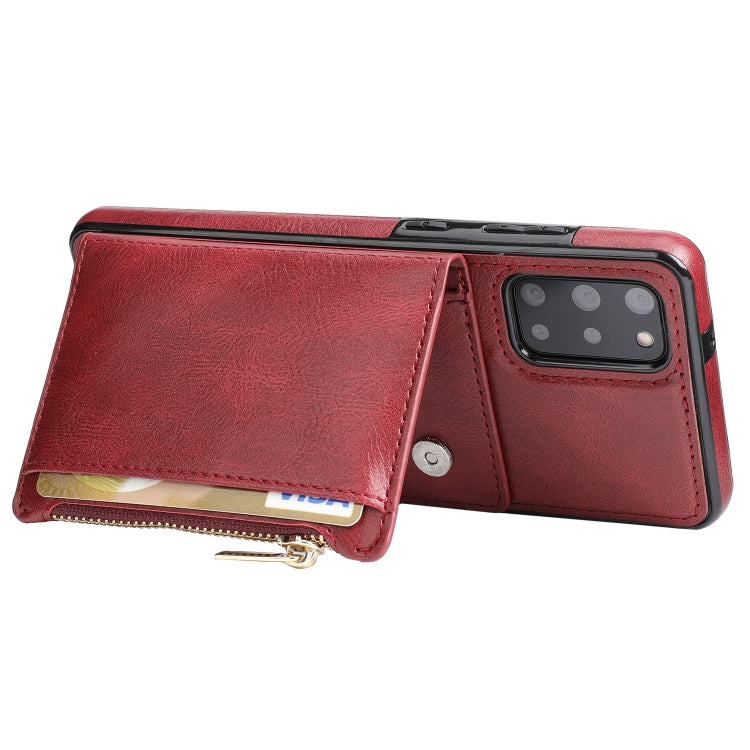 For Samsung Galaxy S20+ Zipper Wallet Bag PU Back Cover Shockrpoof Phone Case with Holder & Card Slots & Wallet
