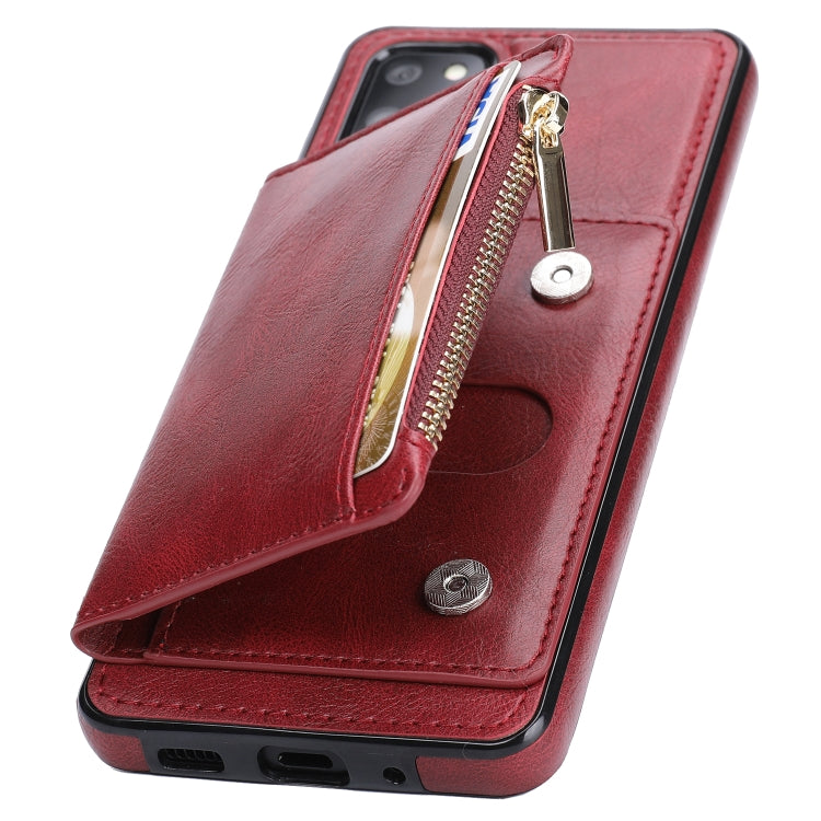 For Samsung Galaxy S20+ Zipper Wallet Bag PU Back Cover Shockrpoof Phone Case with Holder & Card Slots & Wallet
