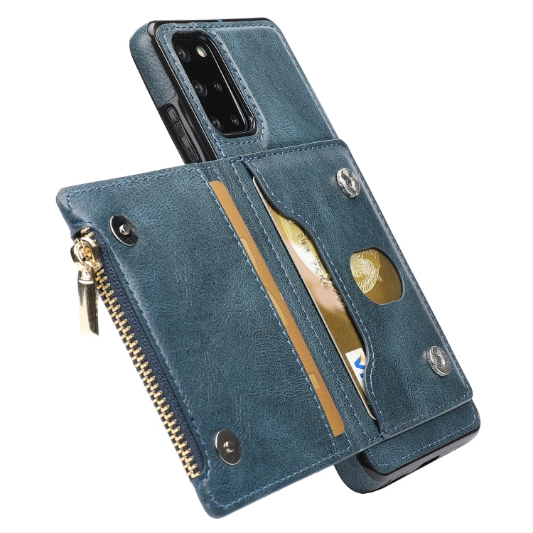 For Samsung Galaxy S20+ Zipper Wallet Bag PU Back Cover Shockrpoof Phone Case with Holder & Card Slots & Wallet