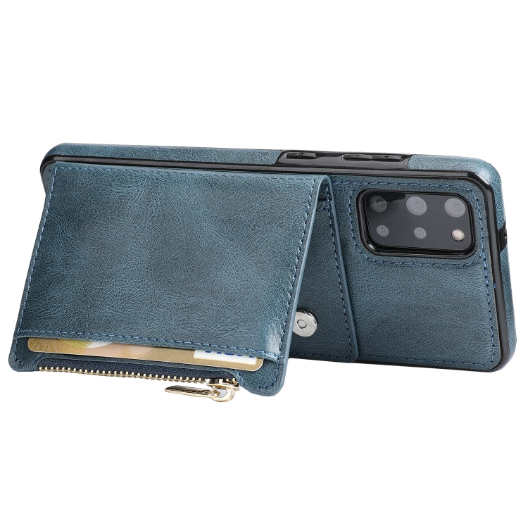 For Samsung Galaxy S20+ Zipper Wallet Bag PU Back Cover Shockrpoof Phone Case with Holder & Card Slots & Wallet