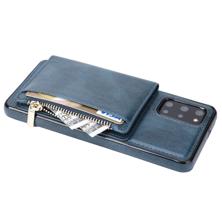 For Samsung Galaxy S20+ Zipper Wallet Bag PU Back Cover Shockrpoof Phone Case with Holder & Card Slots & Wallet