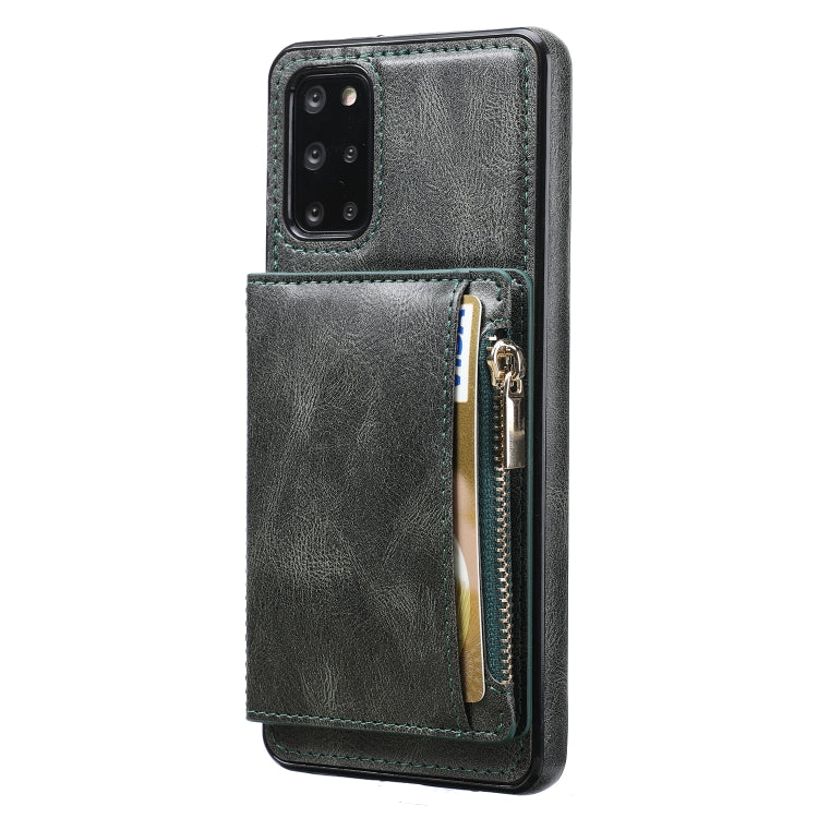 For Samsung Galaxy S20+ Zipper Wallet Bag PU Back Cover Shockrpoof Phone Case with Holder & Card Slots & Wallet