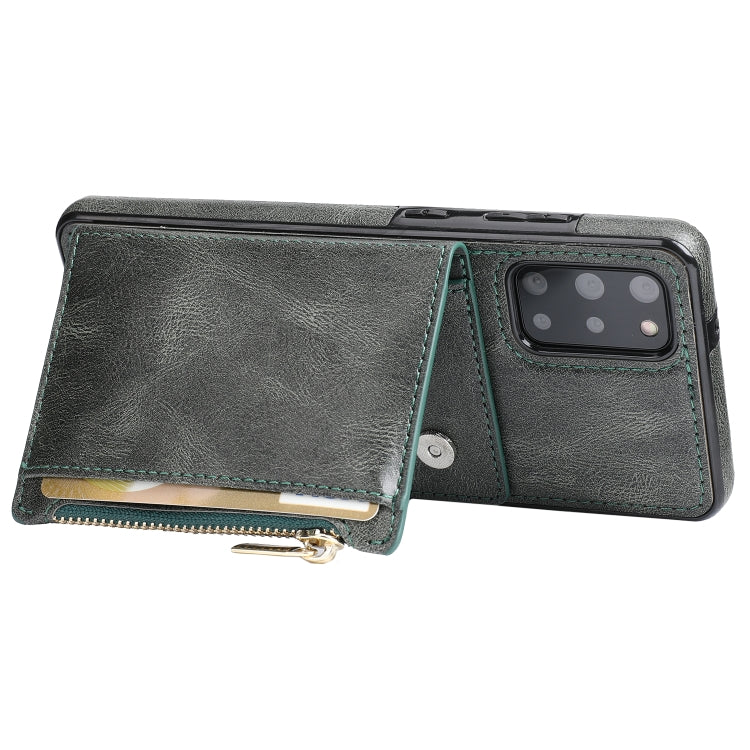 For Samsung Galaxy S20+ Zipper Wallet Bag PU Back Cover Shockrpoof Phone Case with Holder & Card Slots & Wallet