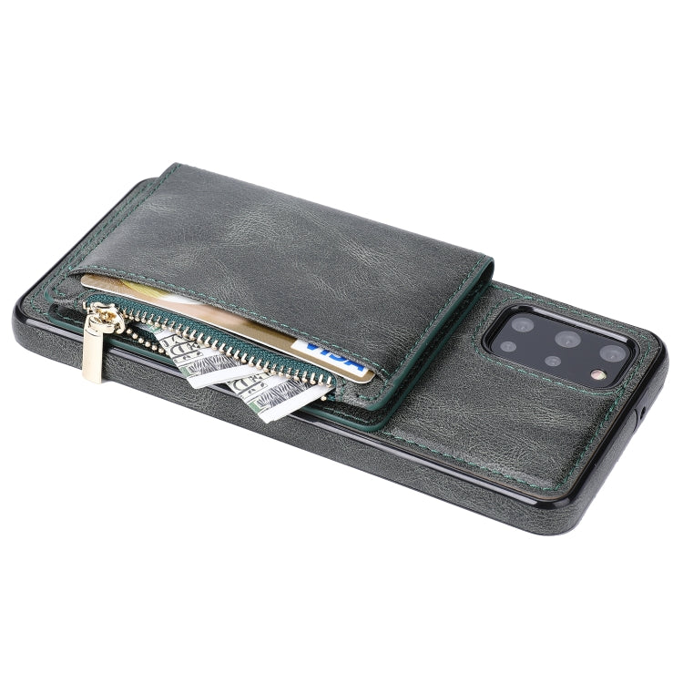 For Samsung Galaxy S20+ Zipper Wallet Bag PU Back Cover Shockrpoof Phone Case with Holder & Card Slots & Wallet