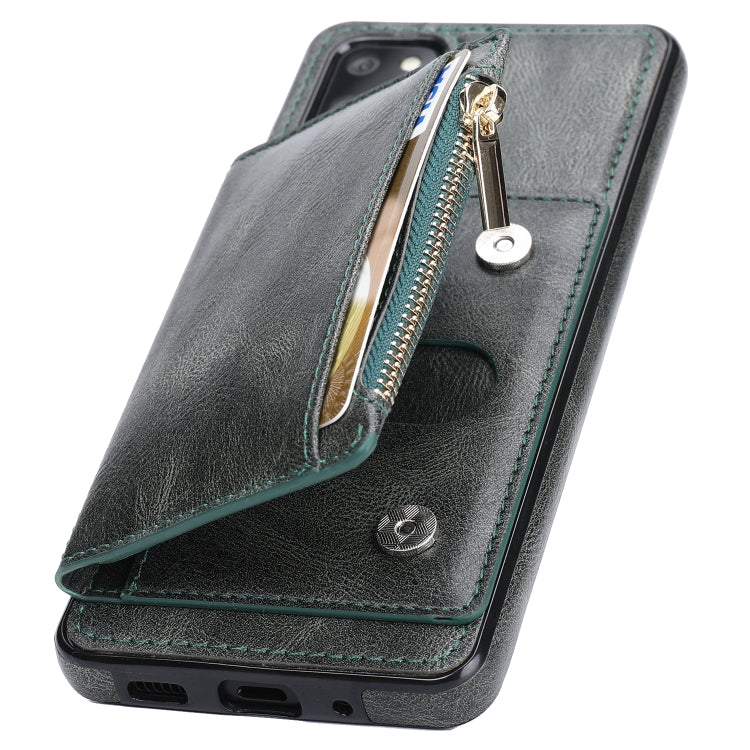For Samsung Galaxy S20+ Zipper Wallet Bag PU Back Cover Shockrpoof Phone Case with Holder & Card Slots & Wallet