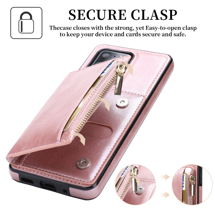 For Samsung Galaxy S20 Ultra Zipper Wallet Bag PU Back Cover Shockrpoof Phone Case with Holder & Card Slots & Wallet
