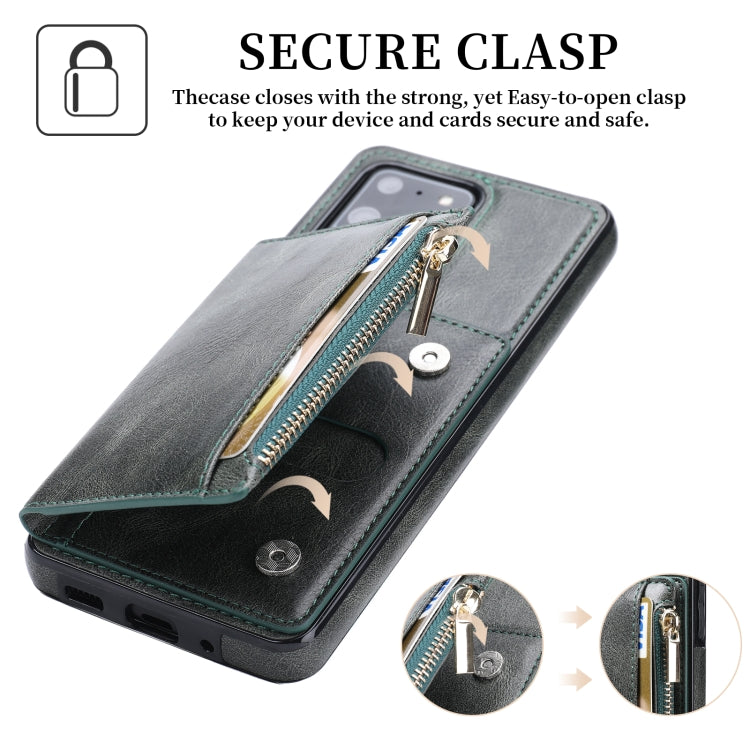 For Samsung Galaxy S20 Ultra Zipper Wallet Bag PU Back Cover Shockrpoof Phone Case with Holder & Card Slots & Wallet