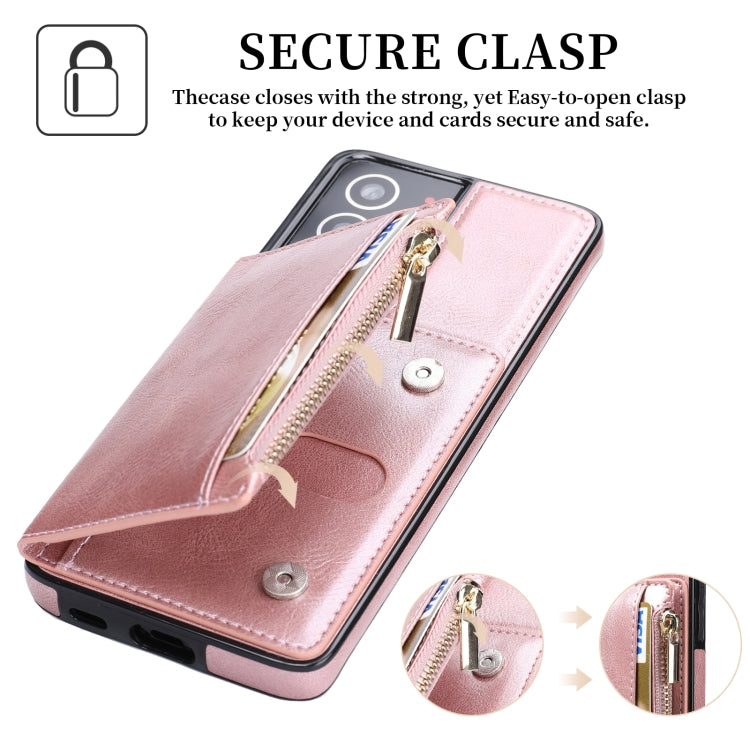 For Samsung Galaxy S21 Ultra 5G Zipper Wallet Bag PU Back Cover Shockrpoof Phone Case with Holder & Card Slots & Wallet