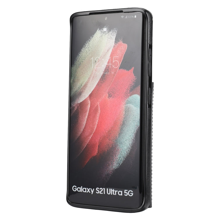 For Samsung Galaxy S21 Ultra 5G Zipper Wallet Bag PU Back Cover Shockrpoof Phone Case with Holder & Card Slots & Wallet