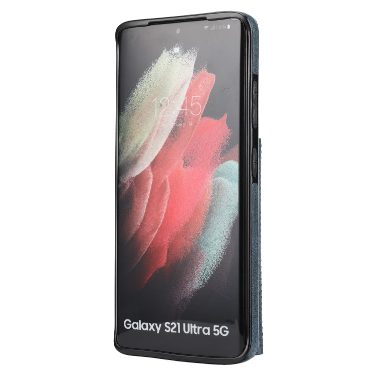For Samsung Galaxy S21 Ultra 5G Zipper Wallet Bag PU Back Cover Shockrpoof Phone Case with Holder & Card Slots & Wallet