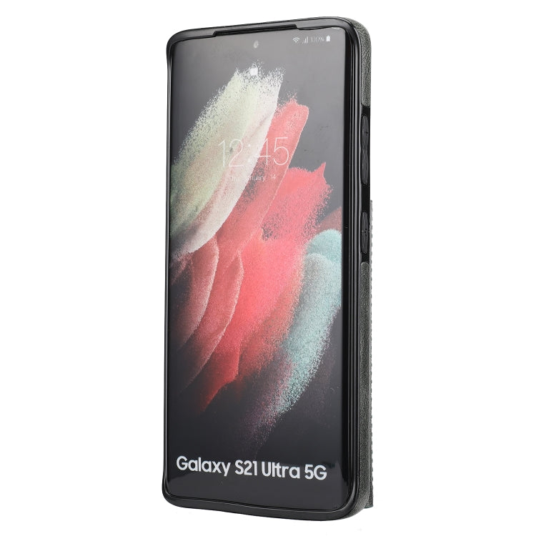 For Samsung Galaxy S21 Ultra 5G Zipper Wallet Bag PU Back Cover Shockrpoof Phone Case with Holder & Card Slots & Wallet