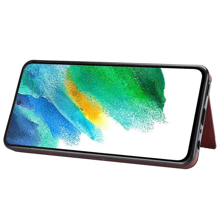 For Samsung Galaxy S21 FE 5G Zipper Wallet Bag PU Back Cover Shockrpoof Phone Case with Holder & Card Slots & Wallet