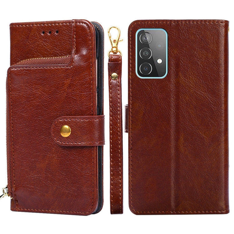 For Samsung Galaxy A52s 5G Zipper Bag Horizontal Flip Leather Phone Case with Holder & Card Slots & Lanyard