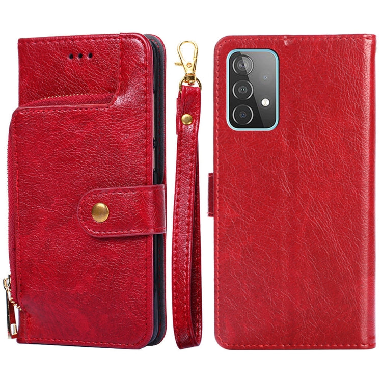 For Samsung Galaxy A52s 5G Zipper Bag Horizontal Flip Leather Phone Case with Holder & Card Slots & Lanyard