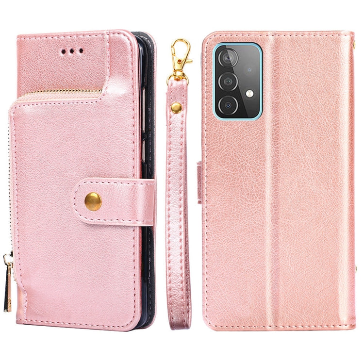 For Samsung Galaxy A52s 5G Zipper Bag Horizontal Flip Leather Phone Case with Holder & Card Slots & Lanyard