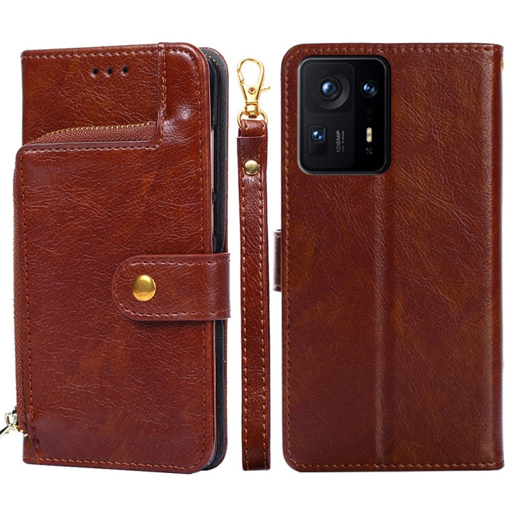 For Xiaomi Mix 4 Zipper Bag Horizontal Flip Leather Phone Case with Holder & Card Slots & Lanyard
