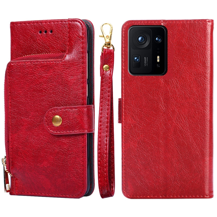 For Xiaomi Mix 4 Zipper Bag Horizontal Flip Leather Phone Case with Holder & Card Slots & Lanyard
