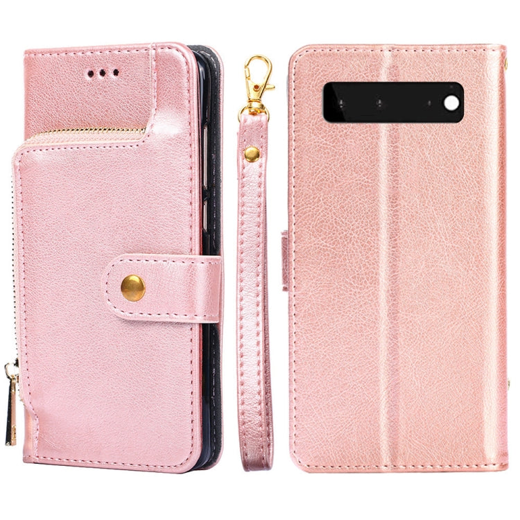 For Google Pixel 6 Zipper Bag Horizontal Flip Leather Phone Case with Holder & Card Slots & Lanyard