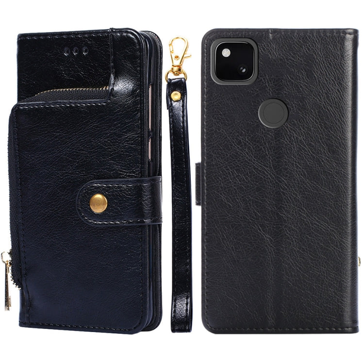For Google Pixel 4a Zipper Bag Horizontal Flip Leather Phone Case with Holder & Card Slots & Lanyard