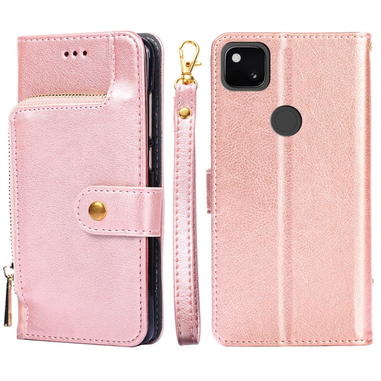 For Google Pixel 4a Zipper Bag Horizontal Flip Leather Phone Case with Holder & Card Slots & Lanyard