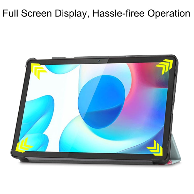 For OPPO Realme Pad 10.4 Custer Painted Horizontal Flip Tablet Leather Case with 3-Fold Holder
