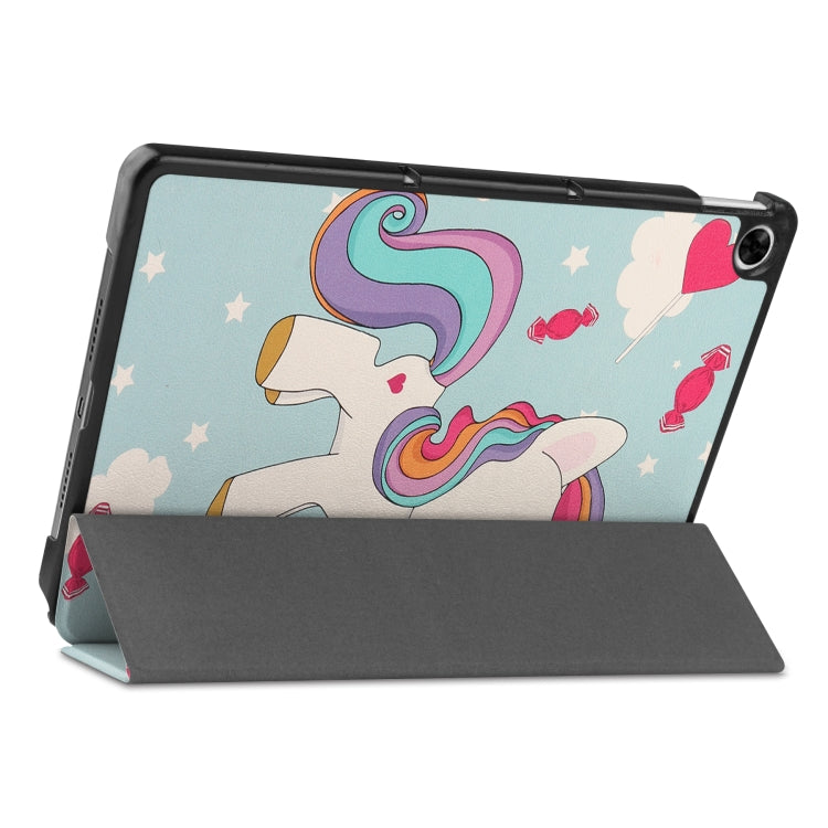 For OPPO Realme Pad 10.4 Custer Painted Horizontal Flip Tablet Leather Case with 3-Fold Holder