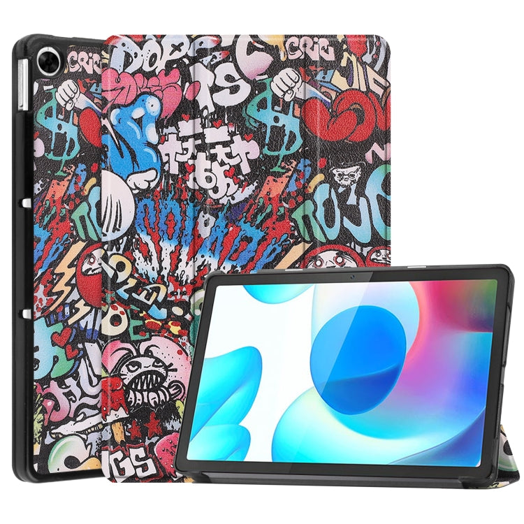 For OPPO Realme Pad 10.4 Custer Painted Horizontal Flip Tablet Leather Case with 3-Fold Holder