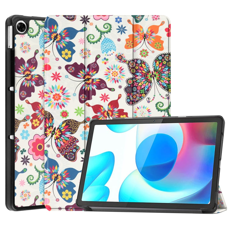 For OPPO Realme Pad 10.4 Custer Painted Horizontal Flip Tablet Leather Case with 3-Fold Holder