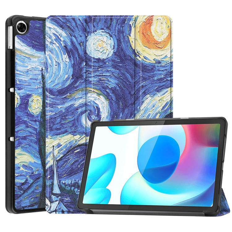 For OPPO Realme Pad 10.4 Custer Painted Horizontal Flip Tablet Leather Case with 3-Fold Holder