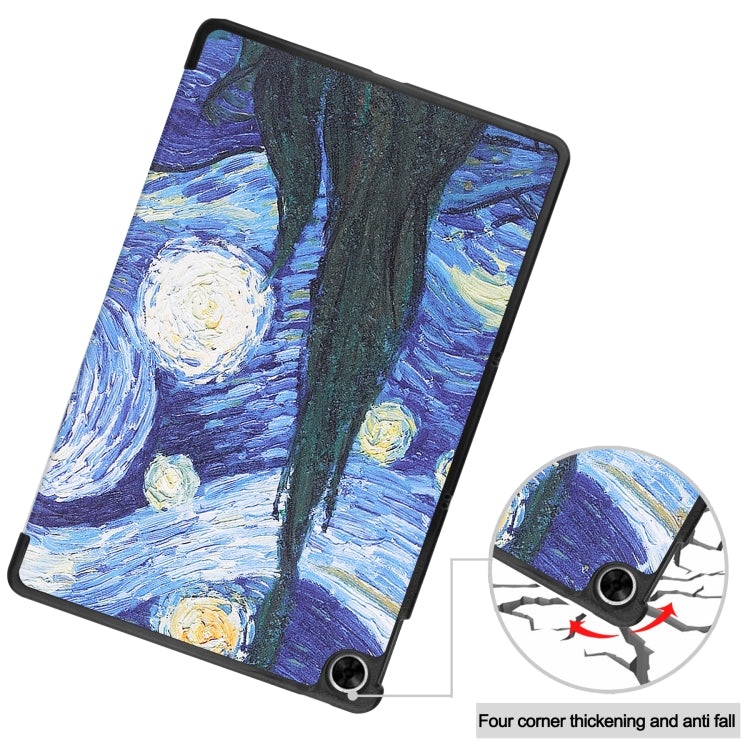 For OPPO Realme Pad 10.4 Custer Painted Horizontal Flip Tablet Leather Case with 3-Fold Holder