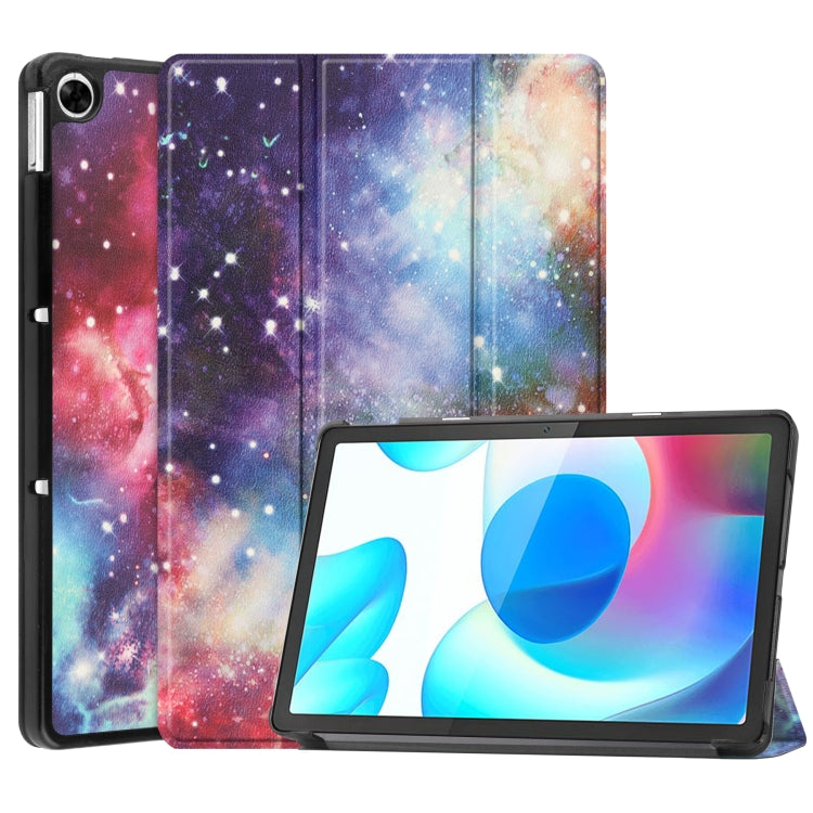 For OPPO Realme Pad 10.4 Custer Painted Horizontal Flip Tablet Leather Case with 3-Fold Holder