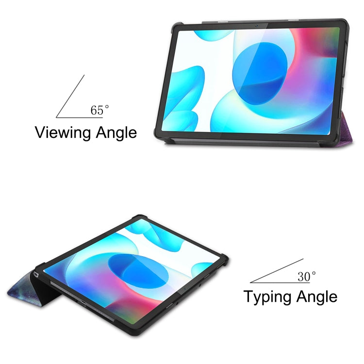 For OPPO Realme Pad 10.4 Custer Painted Horizontal Flip Tablet Leather Case with 3-Fold Holder