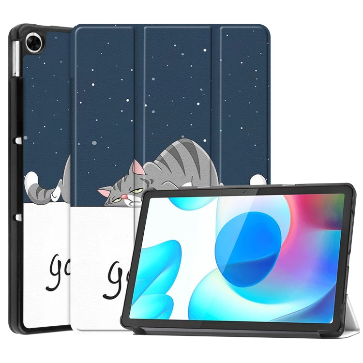 For OPPO Realme Pad 10.4 Custer Painted Horizontal Flip Tablet Leather Case with 3-Fold Holder