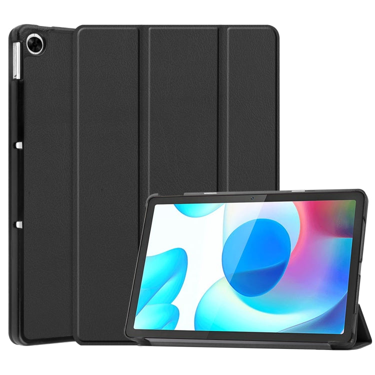For OPPO Realme Pad 10.4 Custer Solid Color Horizontal Flip Tablet Leather Case with 3-Fold Holder