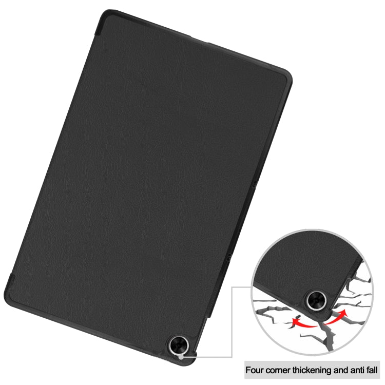 For OPPO Realme Pad 10.4 Custer Solid Color Horizontal Flip Tablet Leather Case with 3-Fold Holder