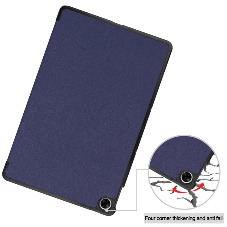 For OPPO Realme Pad 10.4 Custer Solid Color Horizontal Flip Tablet Leather Case with 3-Fold Holder