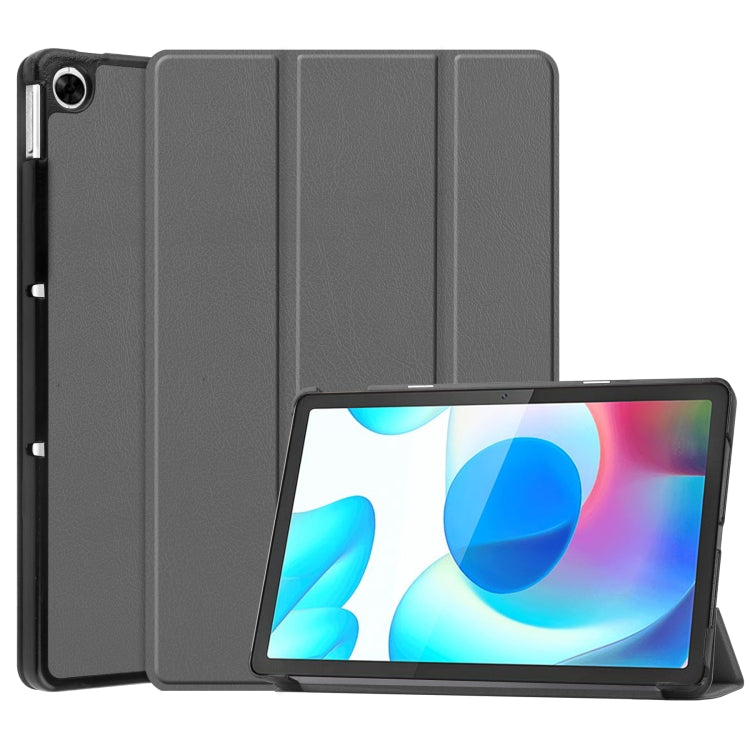 For OPPO Realme Pad 10.4 Custer Solid Color Horizontal Flip Tablet Leather Case with 3-Fold Holder