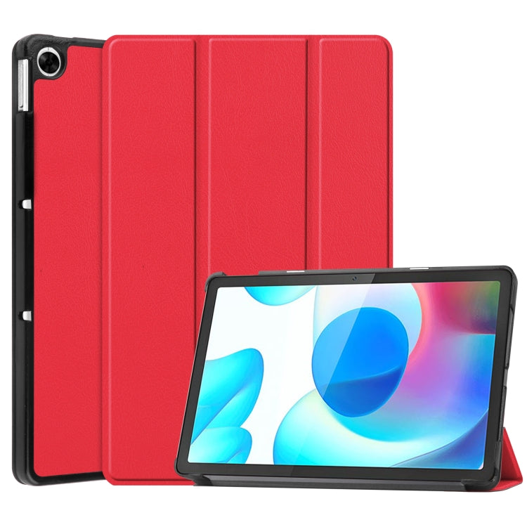 For OPPO Realme Pad 10.4 Custer Solid Color Horizontal Flip Tablet Leather Case with 3-Fold Holder