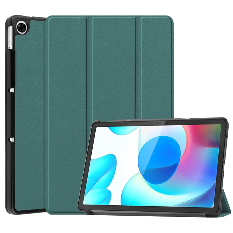 For OPPO Realme Pad 10.4 Custer Solid Color Horizontal Flip Tablet Leather Case with 3-Fold Holder