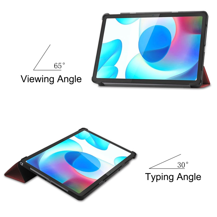 For OPPO Realme Pad 10.4 Custer Solid Color Horizontal Flip Tablet Leather Case with 3-Fold Holder