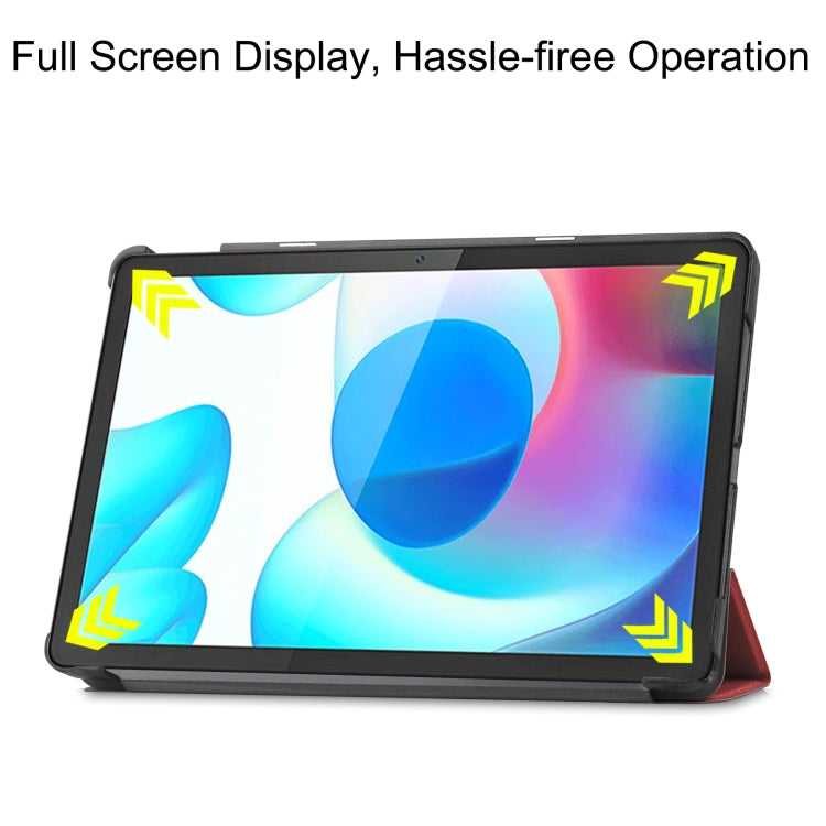 For OPPO Realme Pad 10.4 Custer Solid Color Horizontal Flip Tablet Leather Case with 3-Fold Holder