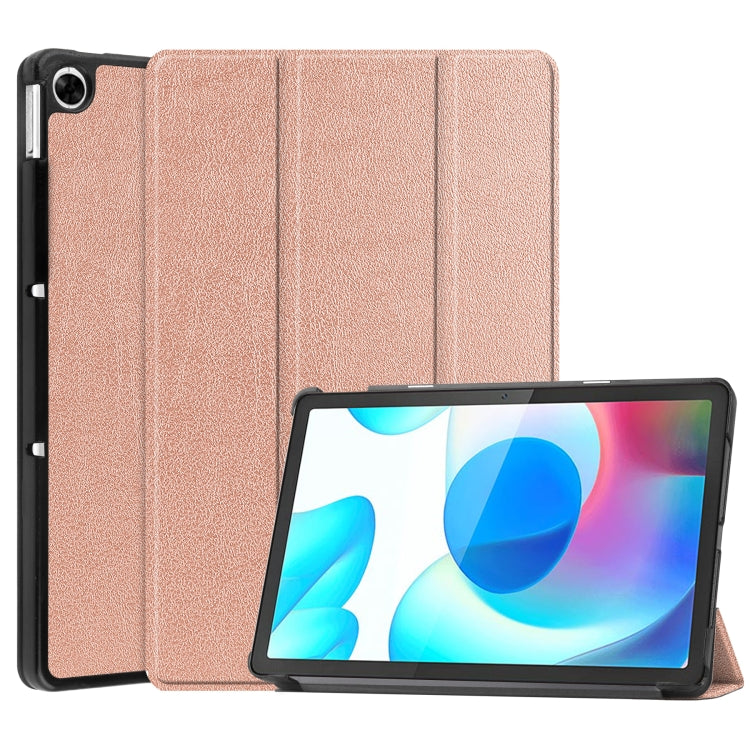 For OPPO Realme Pad 10.4 Custer Solid Color Horizontal Flip Tablet Leather Case with 3-Fold Holder
