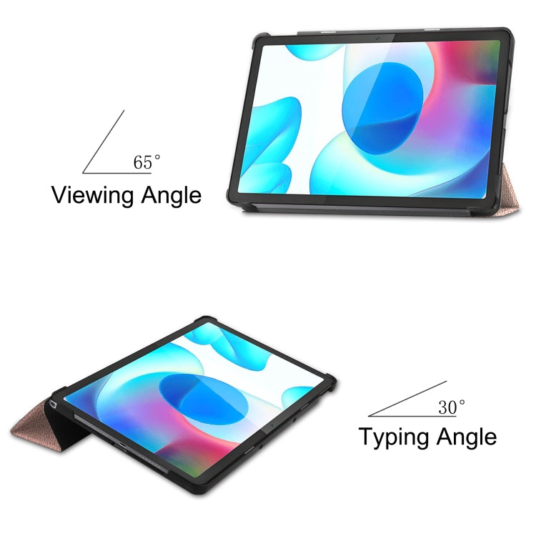 For OPPO Realme Pad 10.4 Custer Solid Color Horizontal Flip Tablet Leather Case with 3-Fold Holder
