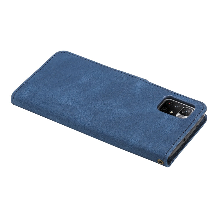 For Xiaomi Redmi Note 11 Three-color Stitching Calf Texture Horizontal Flip Phone Leather Case with Holder & Card Slots & Wallet
