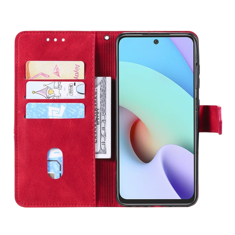 For Xiaomi Redmi Note 11 Three-color Stitching Calf Texture Horizontal Flip Phone Leather Case with Holder & Card Slots & Wallet