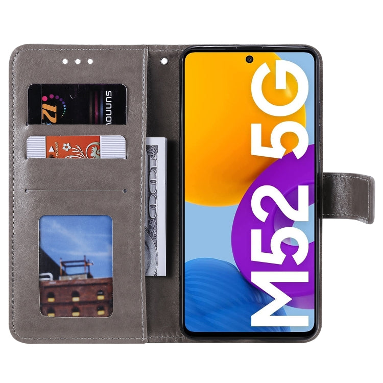 For Samsung Galaxy M52 5G Totem Flower Embossed Horizontal Flip Phone Leather Case with Holder & Card Slots & Wallet
