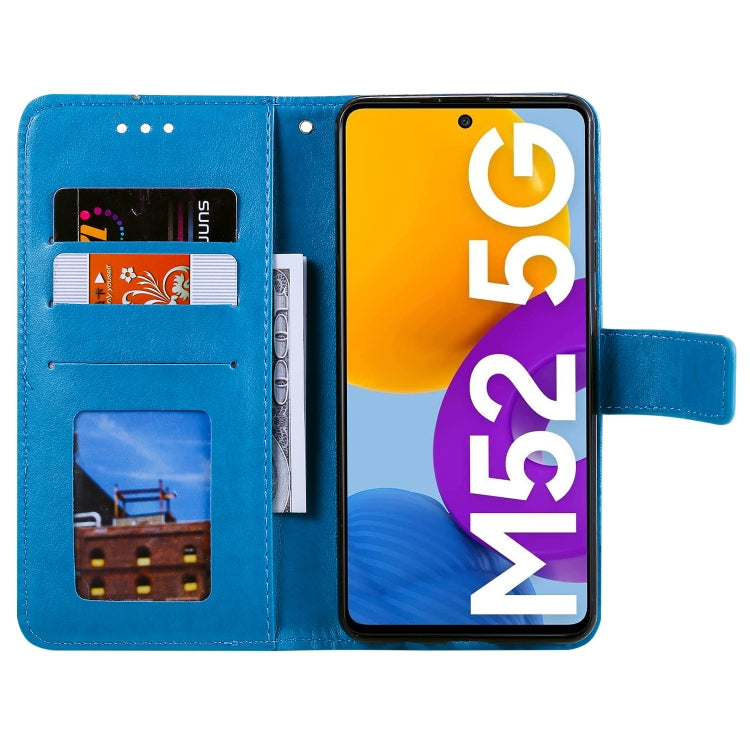 For Samsung Galaxy M52 5G Totem Flower Embossed Horizontal Flip Phone Leather Case with Holder & Card Slots & Wallet